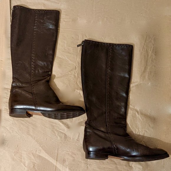 Gryson Knee-High Leather Boots And Dust Bag (Brown) - Picture 2 of 16